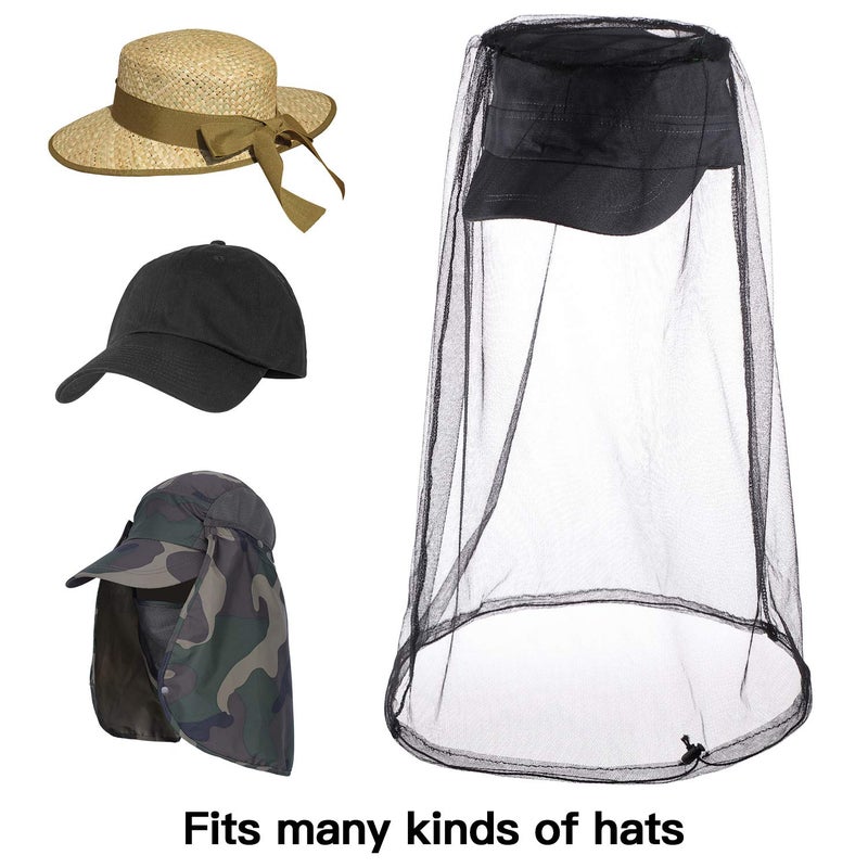 HESTYA 4 Pack Mosquito Net Face Mesh Net Protecting Head for Outdoor Hiking Camping Climbing Mosquito Fly Insects Preventing (Black, Gray,Big Size) - Image 4